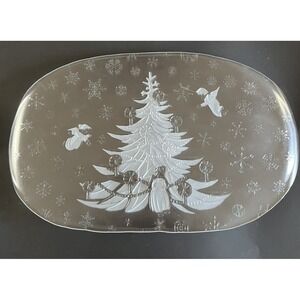 WMF Glas Galerie Christmas Tree Glass Stollenplatte Platter Made in Germany 16"‎